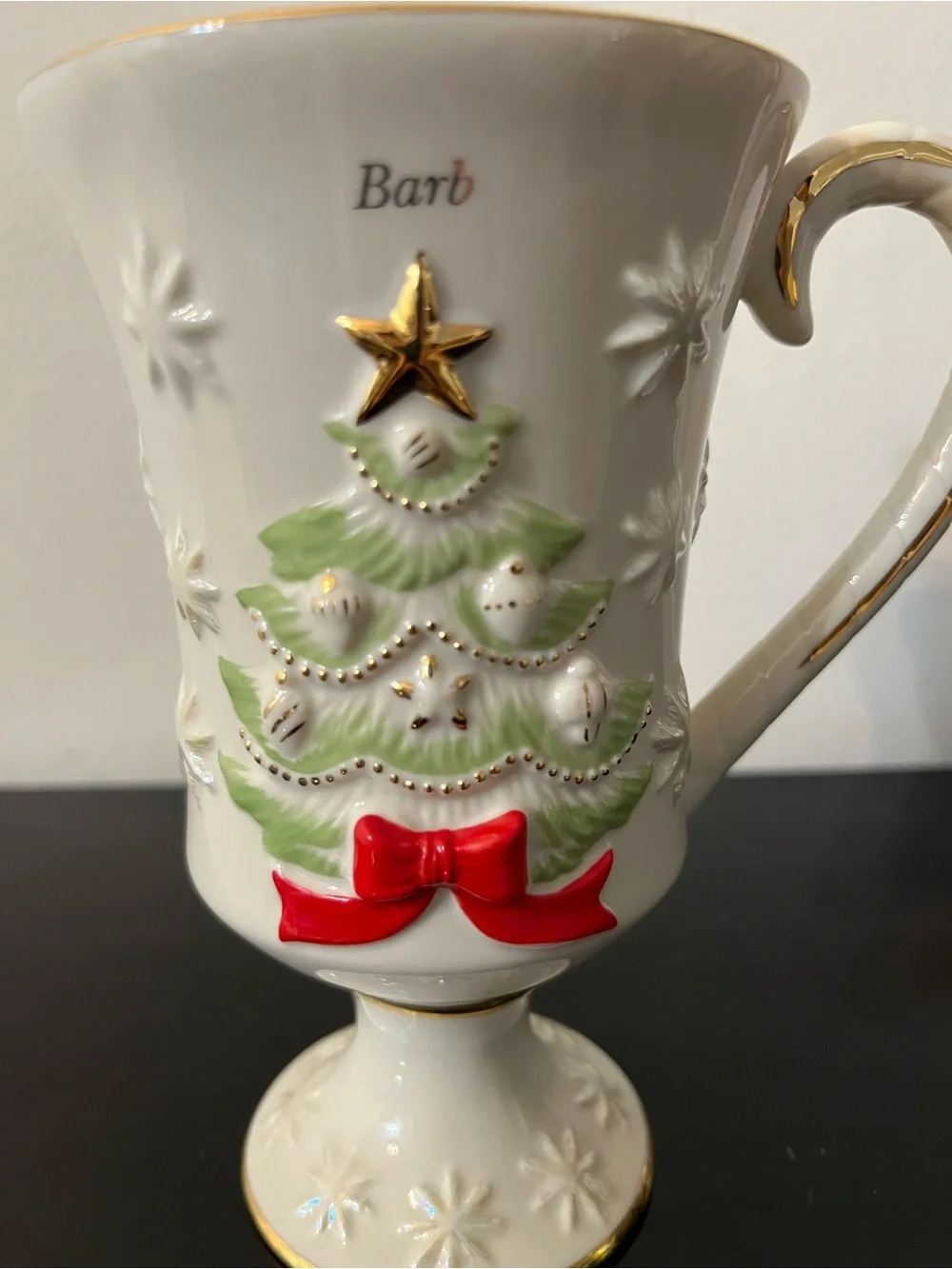 Lenox Very Merry Personalized Pedestal Porcelain Christmas Mug - Barb